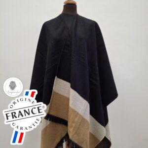 Poncho noir et camel Fabriqué en France : Élégance, Confort et Authenticité