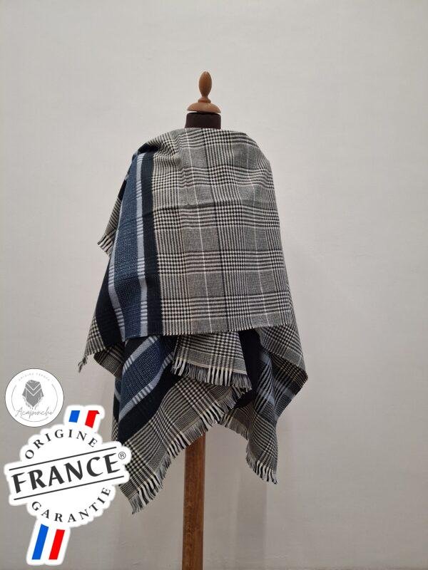 Poncho Gris et bleu Made in France : Authentique, Élégant, Confort – Image 2