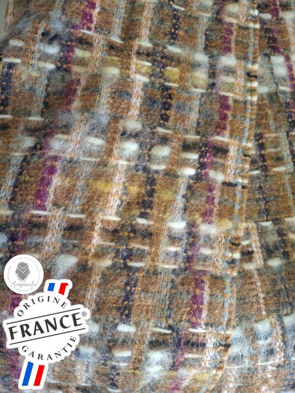 Echarpe Tartan douce et élégante – Rayures fuchsia, moutarde et bleu marine – Image 2